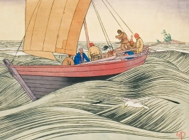 York Boats on Lake Winnipeg by Walter J. Phillips