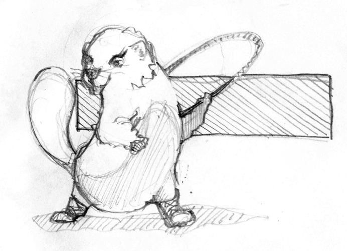 beaver with hoop drawing